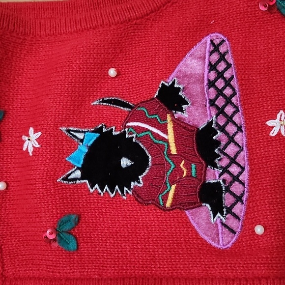 Designers Originals vintage Ugly Christmas Holiday Sweater Vest - Large scottie - Picture 2 of 6